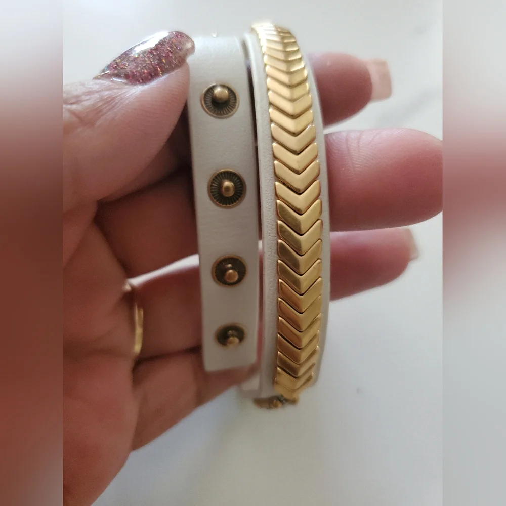 Stella & Dot Gilded Path Leather Wrap Bracelet